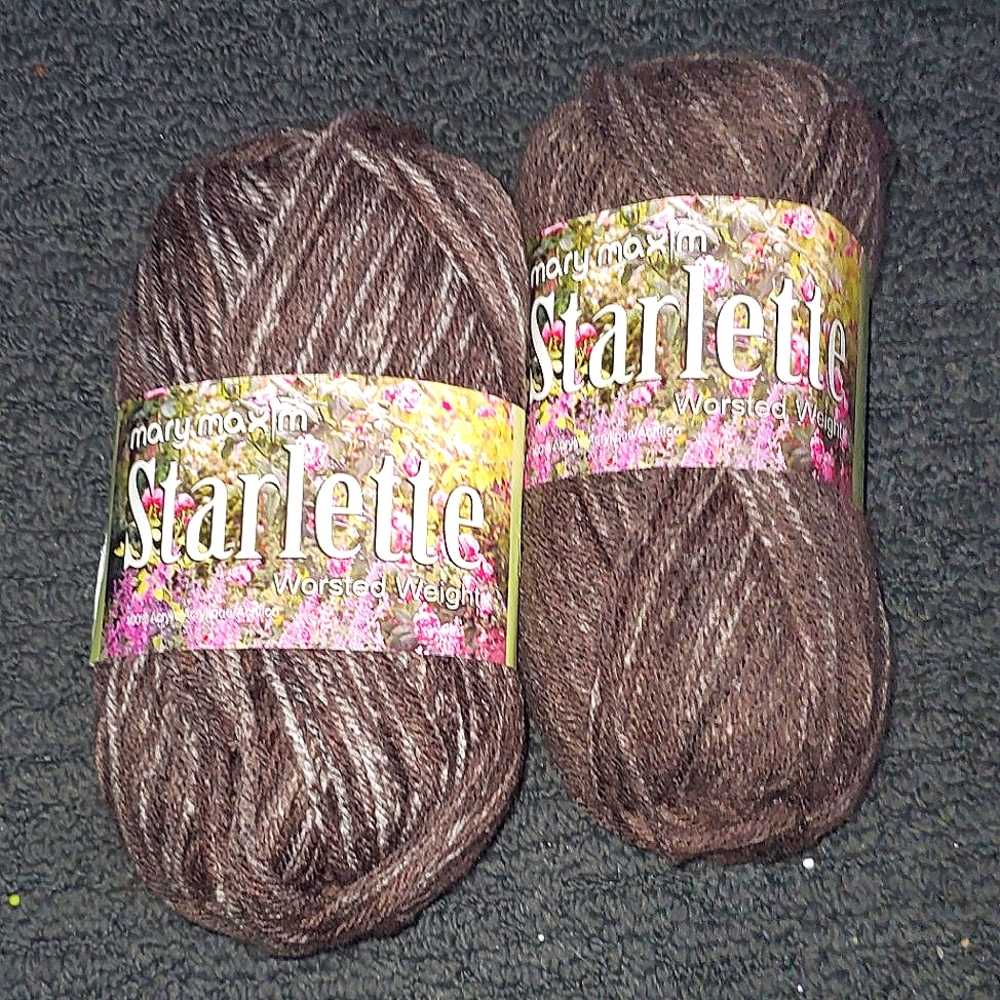 Brown heather yarn Mary Maxim Starlette Worsted Weight Yarn